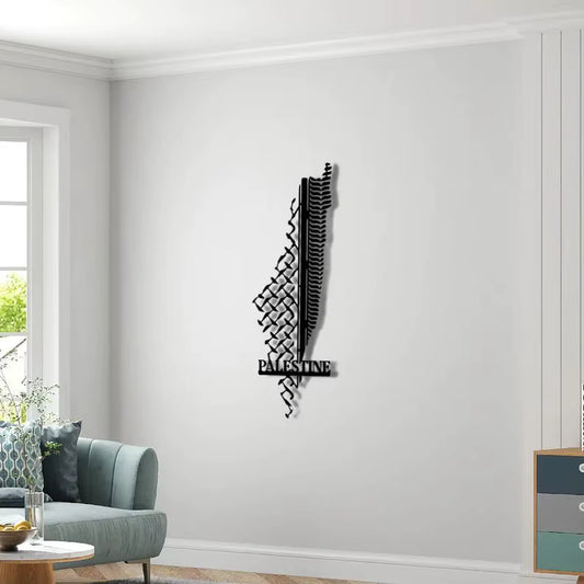 Palestine Keffiyeh Map Metal Wall Art Islamic