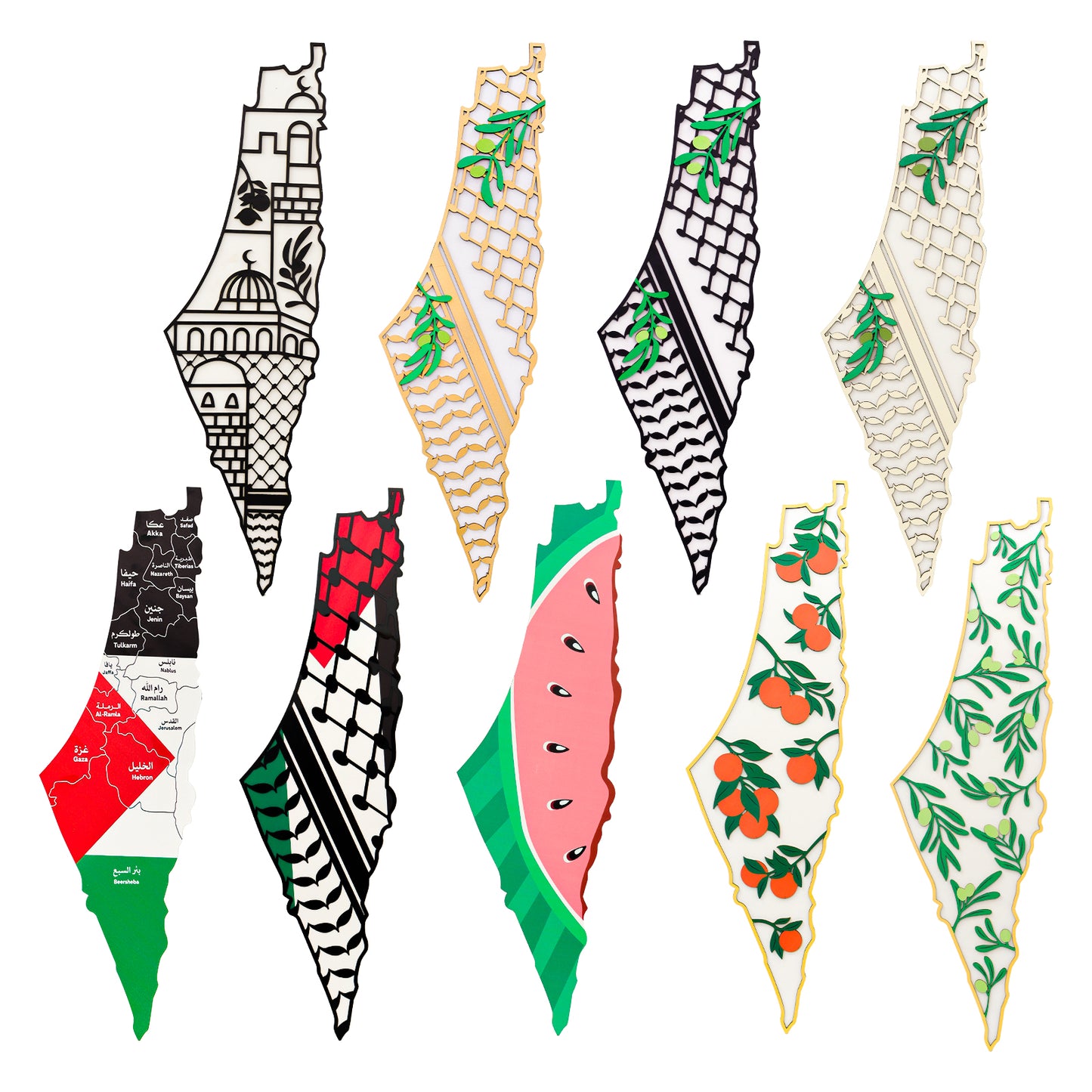 Palestine Map - UV Printed Wood